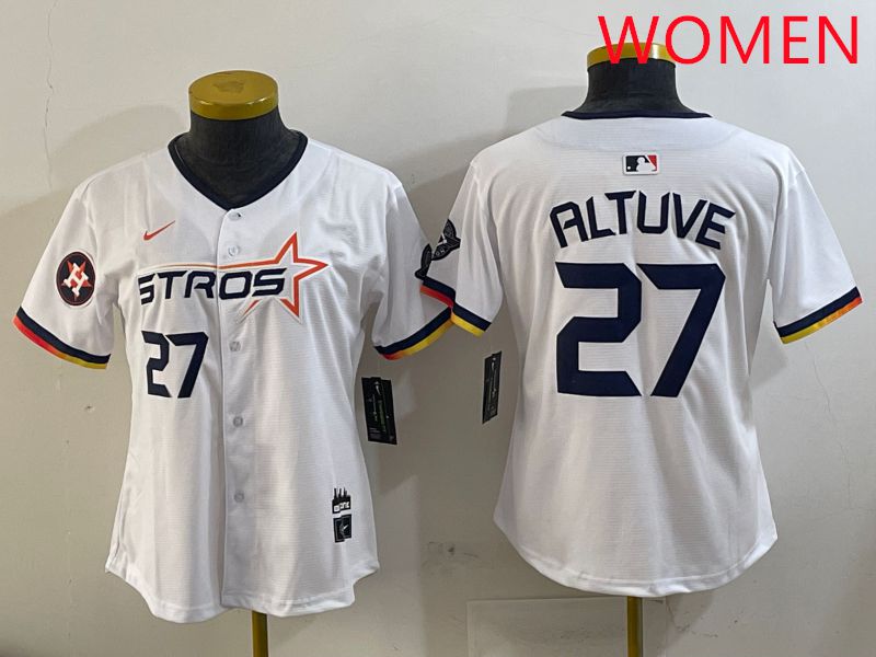 Women Houston Astros #27 Altuve White three generations Joint Name Nike 2025 MLB Jersey style 5